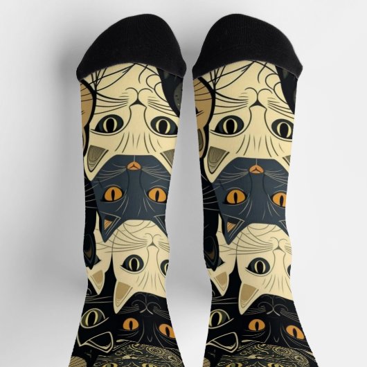 Cat Pattern Artsy Sokken (Top)