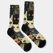 Cat Pattern Artsy Sokken (Rechts)