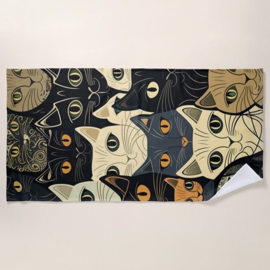 Cat Pattern Artsy Strandlaken (Voorkant)