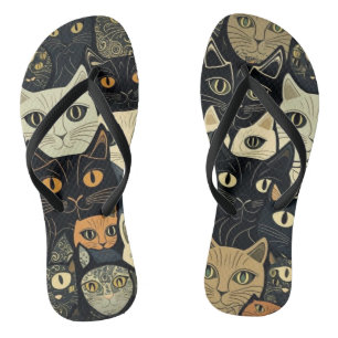 Cat Pattern Artsy Teenslippers