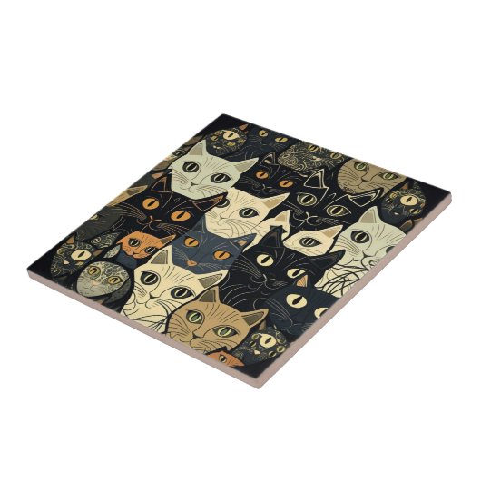 Cat Pattern Artsy Tegeltje (Zijkant)