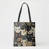 Cat Pattern Artsy Tote Bag (Voorkant)