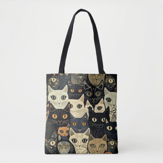 Cat Pattern Artsy Tote Bag (Voorkant)