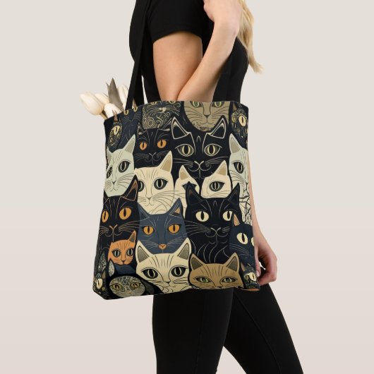 Cat Pattern Artsy Tote Bag (Dichtbij)