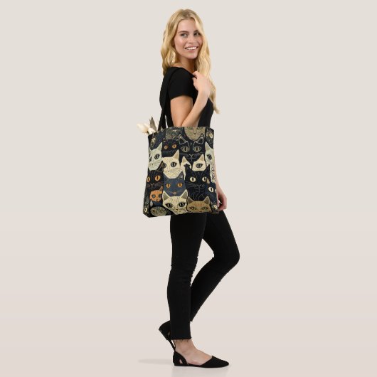 Cat Pattern Artsy Tote Bag (Op model)