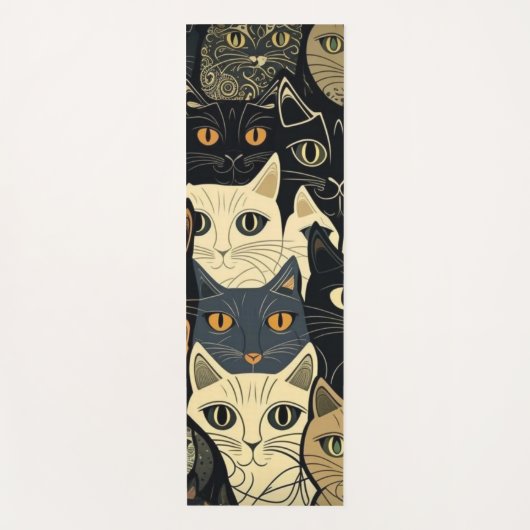 Cat Pattern Artsy Yogamat (Voorkant)