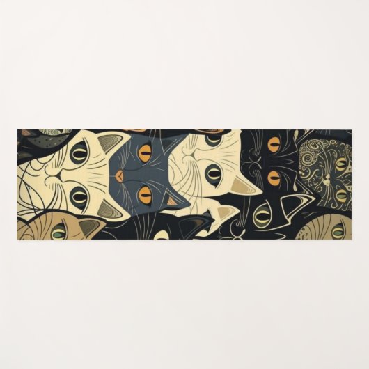 Cat Pattern Artsy Yogamat (Voorkant (horizontaal))