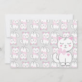 Cat Pattern Birthday Girl Invitation Kaart (Achterkant)