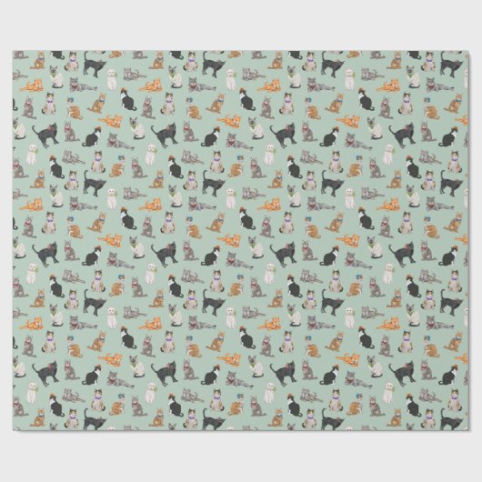 Cat Pattern Cat Katten Cute Dapper Cadeaupapier (Vlak)