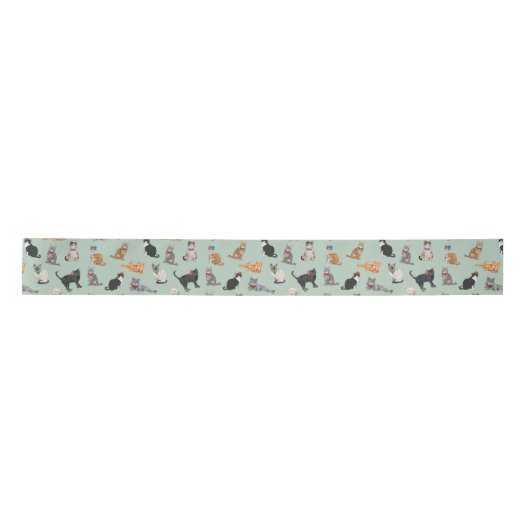 Cat Pattern Cat Katten Cute Dapper Satijnen Lint (Voorkant)