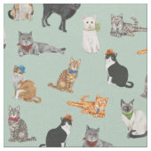Cat Pattern Cat Katten Cute Dapper Stof (Close Up)