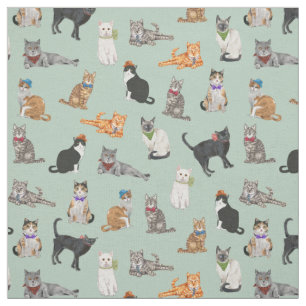 Cat Pattern Cat Katten Cute Dapper Stof