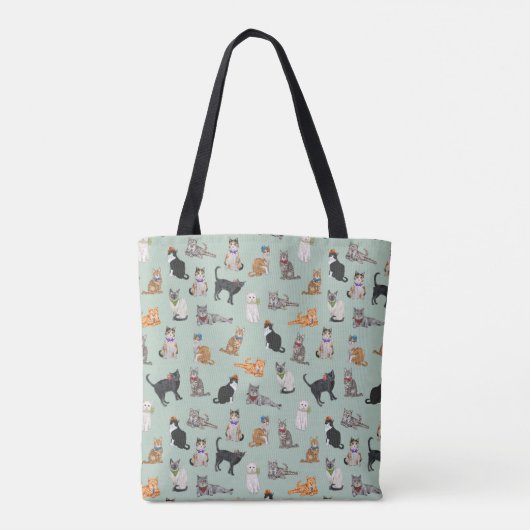 Cat Pattern Cat Katten Cute Dapper Tote Bag (Achterkant)