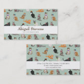 Cat Pattern Cat Katten Cute Dapper Visitekaartje (Voorkant / Achterkant)