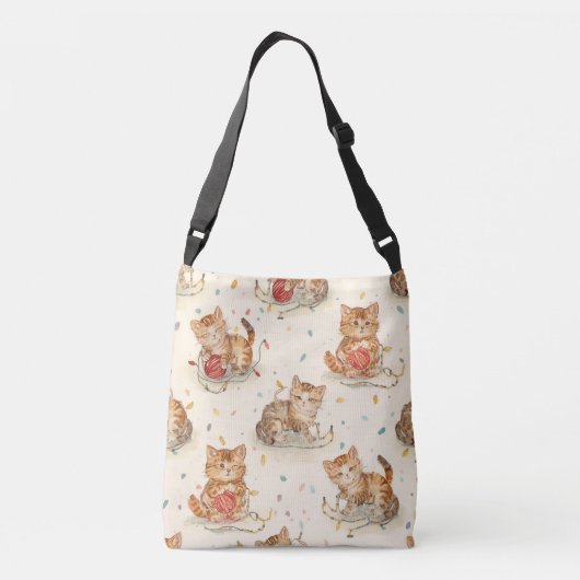 cat pattern christmas crossbody tas (Achterkant)