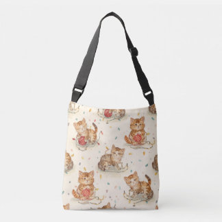 cat pattern christmas crossbody tas