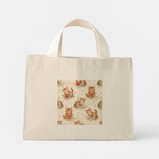 cat pattern christmas mini tote bag (Achterkant)