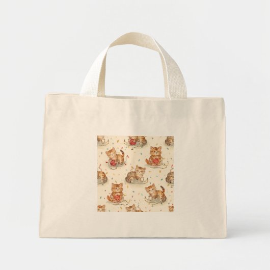 cat pattern christmas mini tote bag (Voorkant)