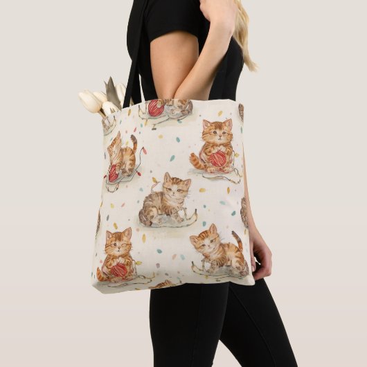 cat pattern christmas tote bag (Dichtbij)