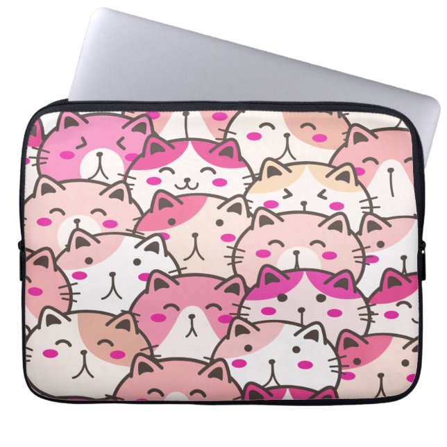 Cat Pattern Funny Colorful Pets Animals Laptop Sleeve (Voorkant)