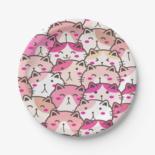 Cat Pattern Funny Colorful Pets Animals Papieren Bordje (Voorkant)