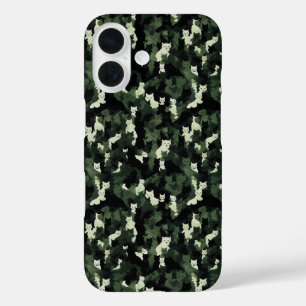 Cat Pattern Green Camouflage iPhone 16 Hoesje