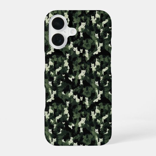 Cat Pattern Green Camouflage iPhone 16 Hoesje (Achterkant)
