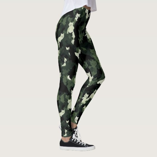 Cat Pattern Green Camouflage Leggings (Rechts)