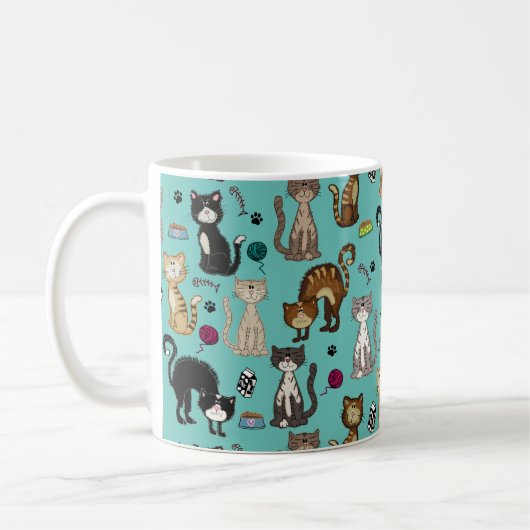 Cat Pattern Koffiemok (Links)