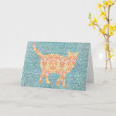 Cat Pattern on Pattern Art Note Kaart 4 (Gele Bloem)