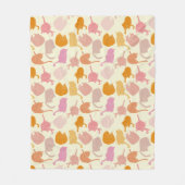 Cat Pattern Roze Oranje Fleece Deken (Voorkant)