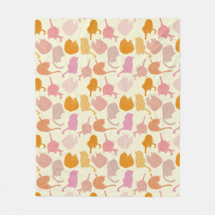 Cat Pattern Roze Oranje Fleece Deken