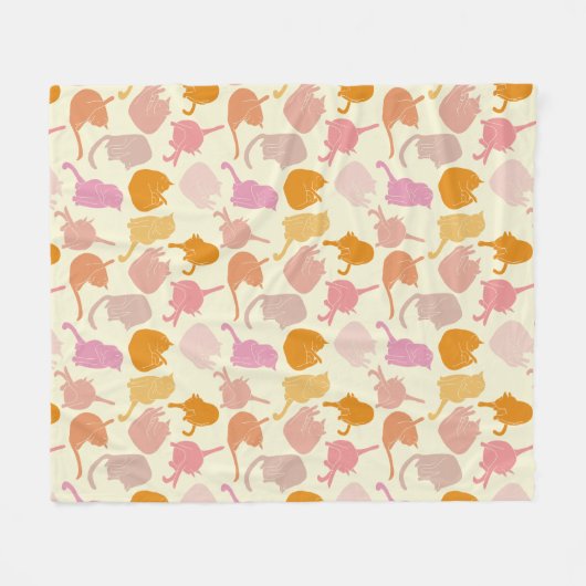 Cat Pattern Roze Oranje Fleece Deken (Voorkant (Horizontaal))