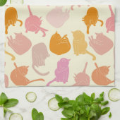 Cat Pattern Roze Sinaasappel Cream Theedoek (Gevouwen)