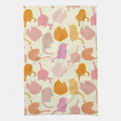 Cat Pattern Roze Sinaasappel Cream Theedoek (Verticaal)