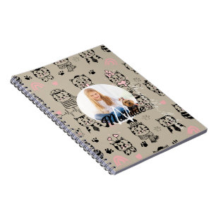 Cat Patterns Monogram Kinder fotonaam gepersonalis Notitieboek