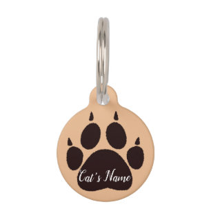 Cat Paw afdrukken met aangepaste naam Pet ID Tag Huisdierpenning
