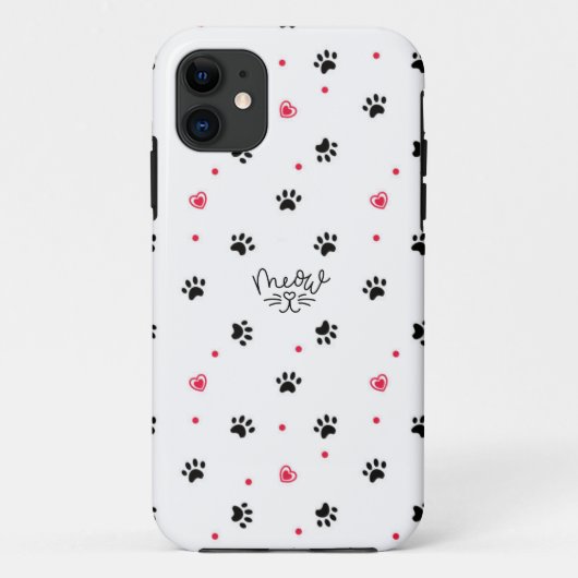 Cat Paw en Hart Telefoonhoes Case-Mate iPhone Case (Achterkant)