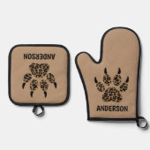 Cat Paw Gepersonaliseerde Oven Mitt & Pot Houder S Ovenwant & Pannenlap Set (Voorkant)