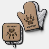 Cat Paw Gepersonaliseerde Oven Mitt & Pot Houder S Ovenwant & Pannenlap Set (Voorkant / Achterkant)