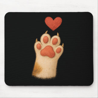 Cat-paw Heart - Cute Draw Pet And Love Gesture  Muismat