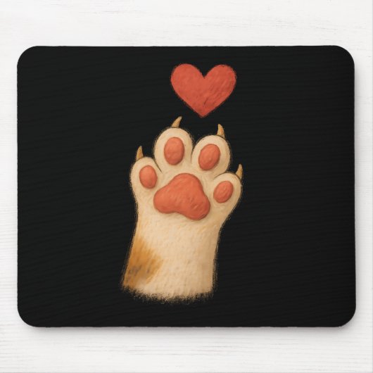 Cat-paw Heart - Cute Draw Pet And Love Gesture Muismat (Voorkant)