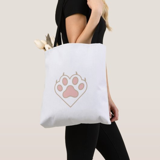 Cat Paw Heart Love Tote Bag (Dichtbij)