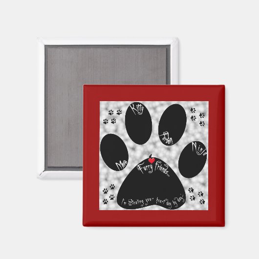 Cat Paw kunstwerk Magneet (Voorkant / Achterkant)
