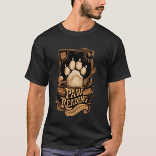 Cat Paw Lezen Tarot Kaart Crescent Moon Witch Cat T-shirt