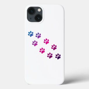 Cat Paw Pattern Pink Blue Paars Case-Mate iPhone Case