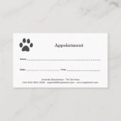 Cat Paw & Pet Services Afspraakkaart Visitekaartje (Achterkant)