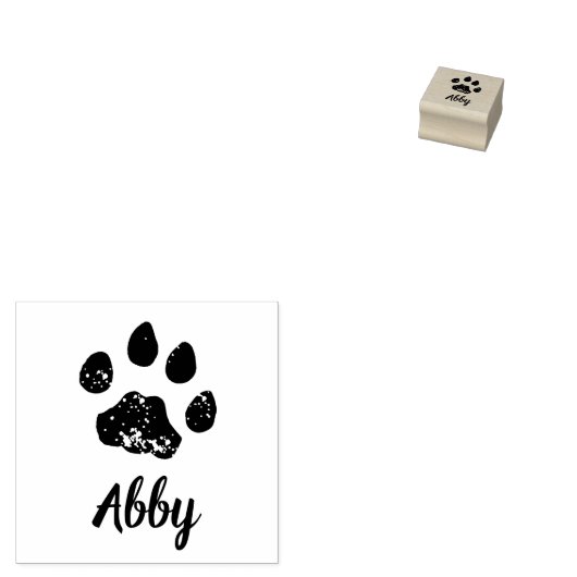 Cat Paw Print Aangepaste Naam Handtekening Rubberstempel (Gestempeld)