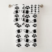 Cat Paw Print Black en White Bad Handdoek (Insitu)