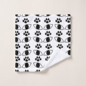 Cat Paw Print Black en White Bad Handdoek (Wasdoekje)